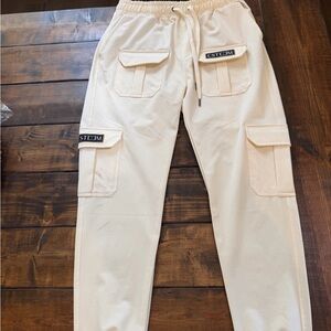 ESTEEM Men's Cream Cargo Pants